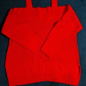 LG NY&CO Red Cold-Shoulder Sweater